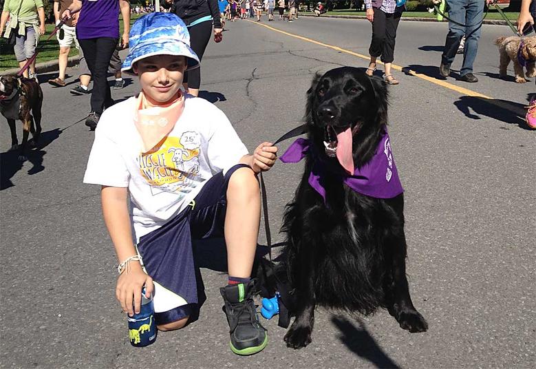 Rolly ran into Milo, the Wiggle Waggle Walkathon's Official Spokes Dog during the event